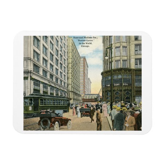 State and Madison Streets, Chicago 1916 Magneet (Horizontaal)