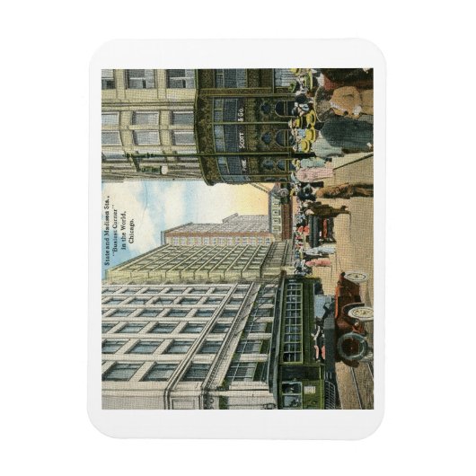 State and Madison Streets, Chicago 1916  Magneet (Verticaal)
