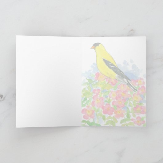 State Bird of Iowa Oostelijke goudvink Rozen Blank Feestdagen Kaart (Binnen)