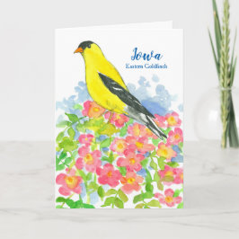 State Bird of Iowa Oostelijke goudvink Rozen Blank Feestdagen Kaart