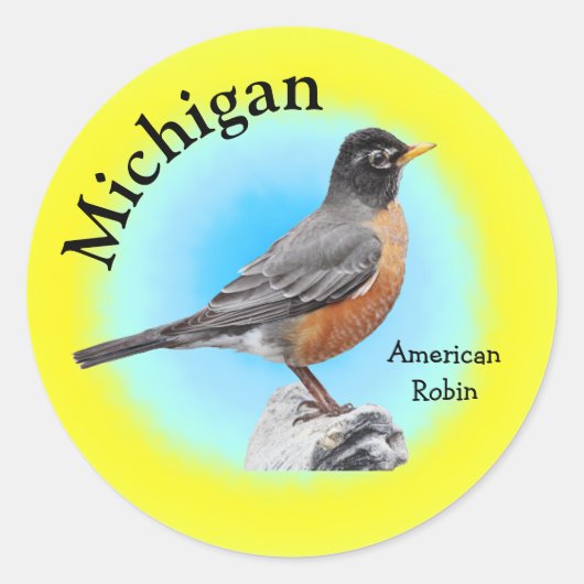 State Bird of Michigan Ronde Sticker (Voorkant)