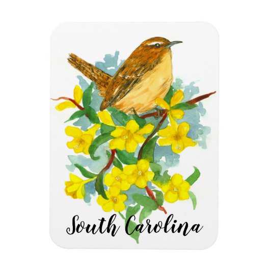 State Bird of South Carolina Wren Waterverf Magneet (Verticaal)
