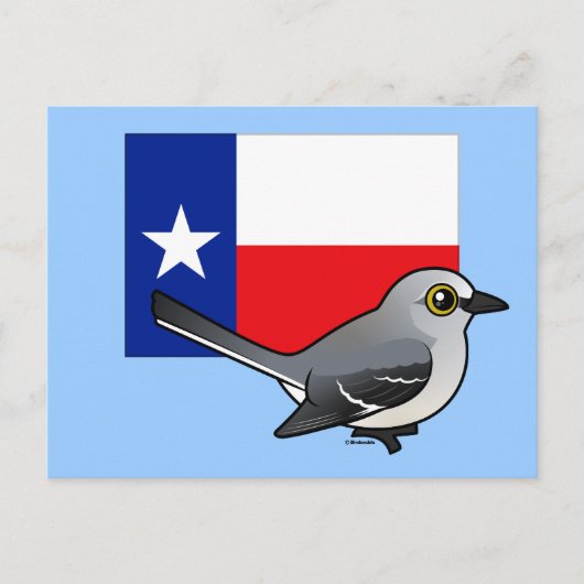 State Birdorable of Texas: Noordelijke Mockingvoge Briefkaart (Voorkant)