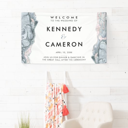 State Blue & Blush Pink Minimalist Marble Welkom Spandoek (Insitu)