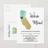 *~* STATE California Glitter Mint Moving Aankondigingskaart (Voorkant / Achterkant)