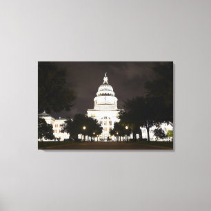 State Capitol of Austin, Texas bij nacht Canvas Afdruk