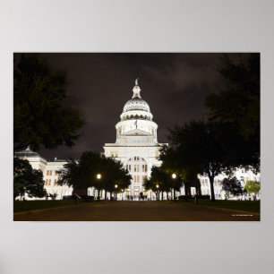 State Capitol of Austin, Texas bij nacht Poster