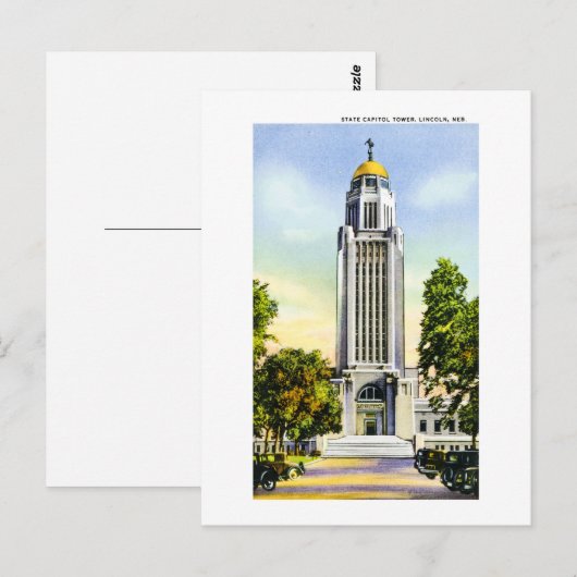 State Capitol Tower, Lincoln, Nebraska Briefkaart (Voorkant / Achterkant)