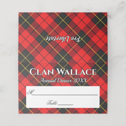State Clan Wallace Red en Black Tartan Motto Plaatskaartje (Buitenkant ongevouwen)