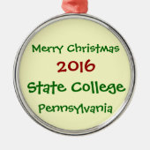 STATE COLLEGE PENNSYLVANIA CHRISTMAS ORNAMENT 2016 (Voorkant)
