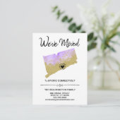 *~* STATE CONNECTICUT Glitter Paars Moving Aankondigingskaart (Staand voorkant)