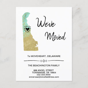 *~* STATE DELAWARE Bewegend Glitter - Nieuw Adres Aankondigingskaart
