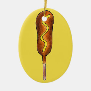 State Fair Carnival Corndog Corn Dog met Mustard Keramisch Ornament