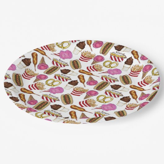 State Fair Carnival Food Nachos Cotton Snoep Papieren Bordje (Gekanteld)