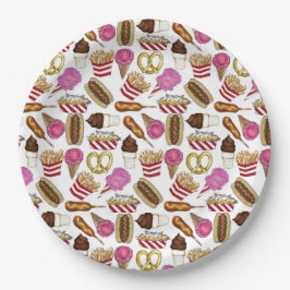 State Fair Carnival Food Nachos Cotton Snoep Papieren Bordje