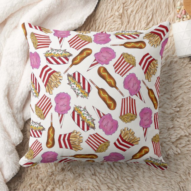 State Fair Carnival Foods Katoen Snoep Popcorn Kussen (Deken)