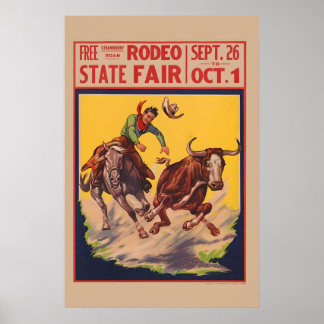 State Fair Rodeo - Cowboy Stierworstelaar uit de j Poster