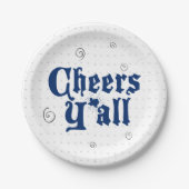State Flag Blue Cheers Y'all Papieren Bordje (Voorkant)