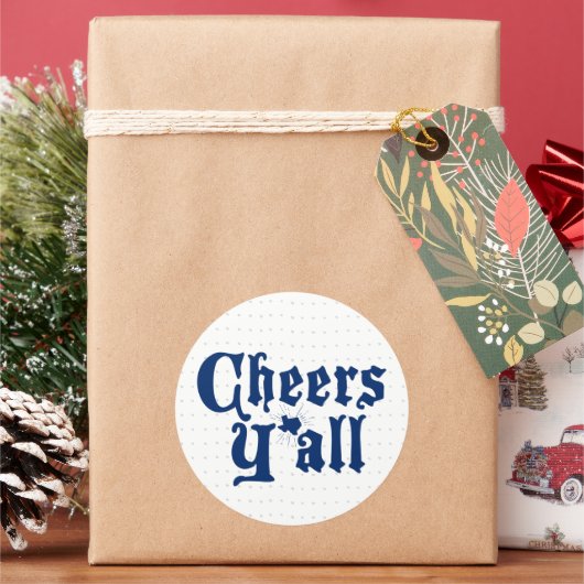 State Flag Blue Cheers Y'all Ronde Sticker (Feestdagen)