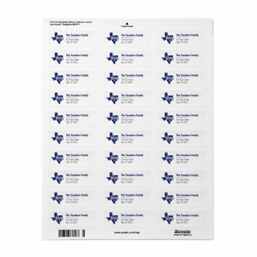 State Flag Blue Texas Heart Etiket (Full Sheet)