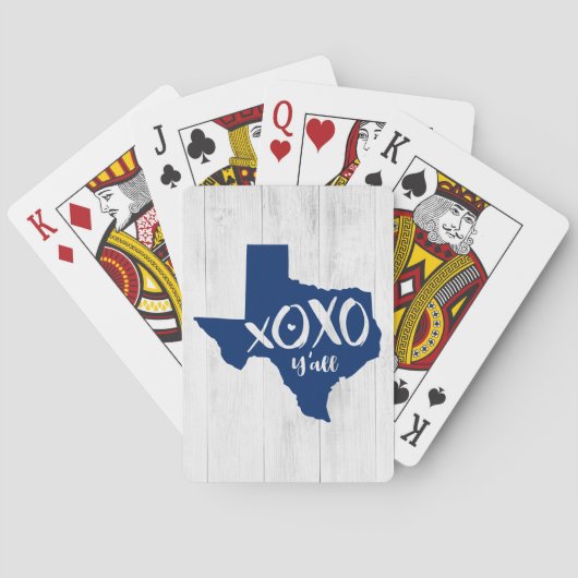 State Flag Blue XOXO, Y'all - Texas State Shape Pokerkaarten (Achterkant)