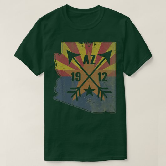 State Flag of Arizona Kaart Retro Fade Mannen Vrou T-shirt (Design voorkant)