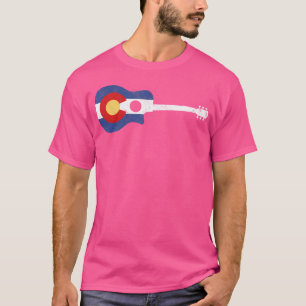 State Flag of Colorado Music - Distressed Acoustic T-shirt