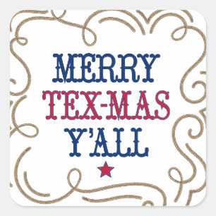 State Flag Red and Blue Merry Tex-Mas Y Vierkante Sticker