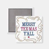 State Flag Red en Blue Merry Tex-Mas Y'all Magneet (Voorkant / Achterkant)