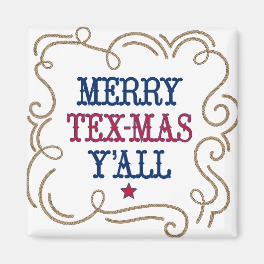 State Flag Red en Blue Merry Tex-Mas Y'all Magneet (Voorkant)