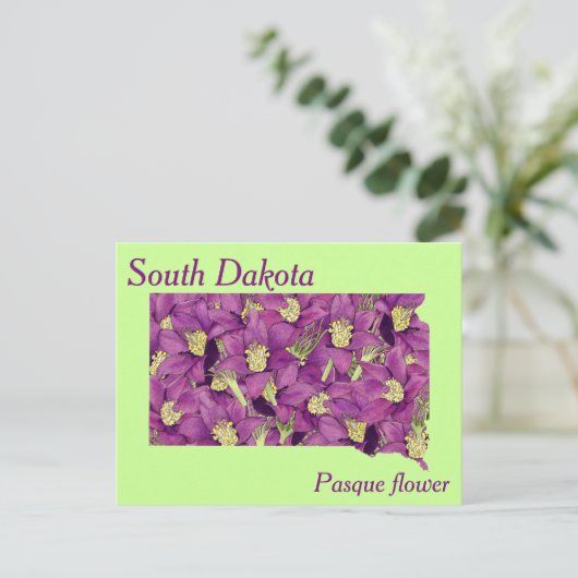 State Flower Collage Map South Dakota Briefkaart (Staand voorkant)