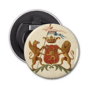 State Heraldic Badge met Griffin en Lion Button Flesopener