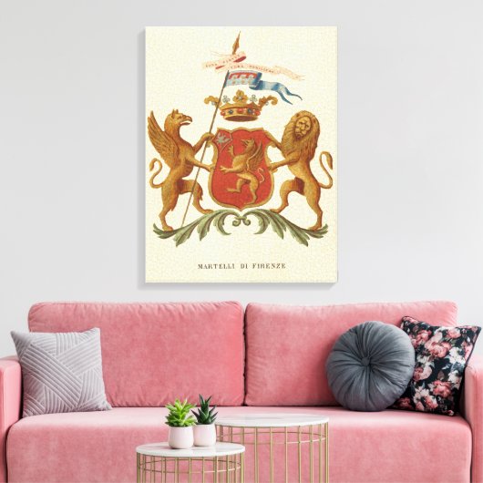 State Heraldic Badge met Griffin en Lion Canvas Afdruk (Insitu (Woonkamer))