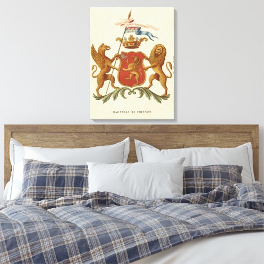 State Heraldic Badge met Griffin en Lion Canvas Afdruk (Insitu (Slaapkamer))