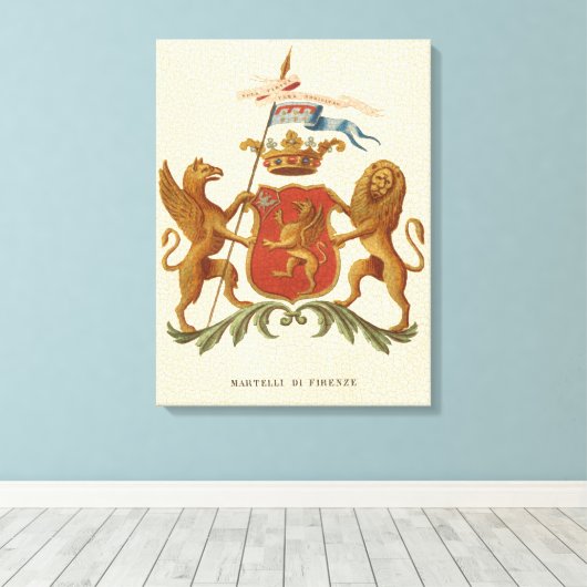 State Heraldic Badge met Griffin en Lion Canvas Afdruk (Insitu (Houten vloer))