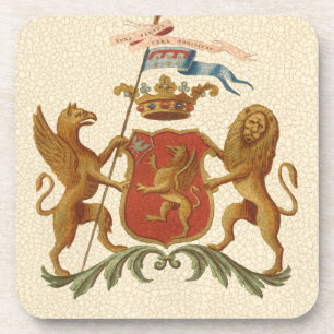 State Heraldic Badge met Griffin en Lion Drankjes Onderzetter