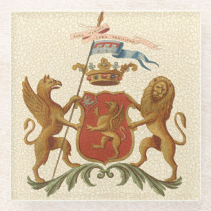 State Heraldic Badge met Griffin en Lion Glazen Onderzetter