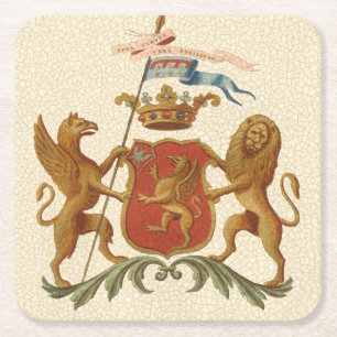 State Heraldic Badge met Griffin en Lion Kartonnen Onderzetters