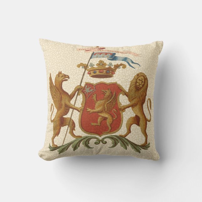 State Heraldic Badge met Griffin en Lion Kussen (Voorkant)
