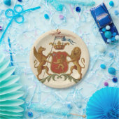 State Heraldic Badge met Griffin en Lion Papieren Bordje (Feest)