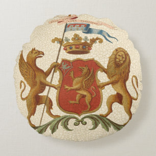 State Heraldic Badge met Griffin en Lion Rond Kussen