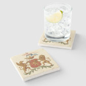 State Heraldic Badge met Griffin en Lion Stenen Onderzetter (Zijkant)