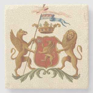 State Heraldic Badge met Griffin en Lion Stenen Onderzetter
