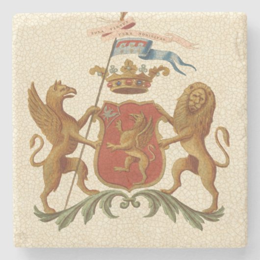 State Heraldic Badge met Griffin en Lion Stenen Onderzetter (Voorkant)