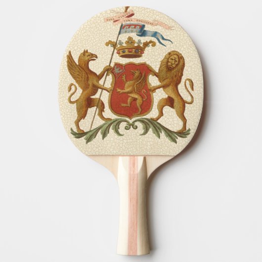 State Heraldic Badge met Griffin en Lion Tafeltennisbatje (Voorkant)