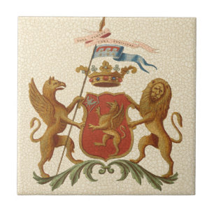 State Heraldic Badge met Griffin en Lion Tegeltje