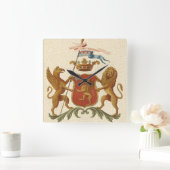 State Heraldic Badge met Griffin en Lion Vierkante Klok (Huis)