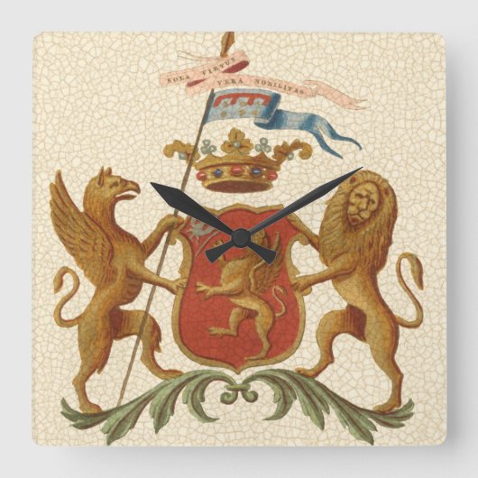 State Heraldic Badge met Griffin en Lion Vierkante Klok (Voorkant)