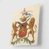 State Heraldic Badge met Griffin en Lion Vierkante Klok (Hoek)
