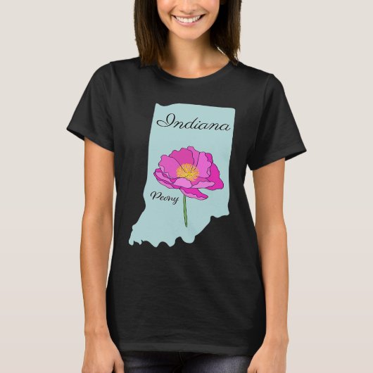 State Indiana Flower Peony T-shirt (Voorkant)